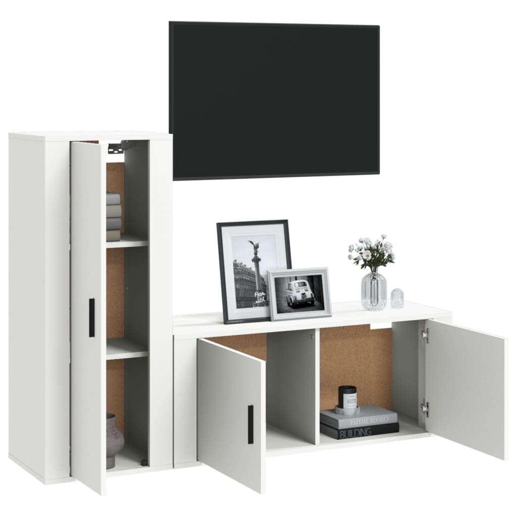 vidaXL 2-delige Tv-meubelset bewerkt hout wit