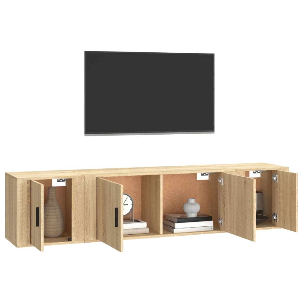 vidaXL 3-delige Tv-meubelset bewerkt hout sonoma eikenkleurig