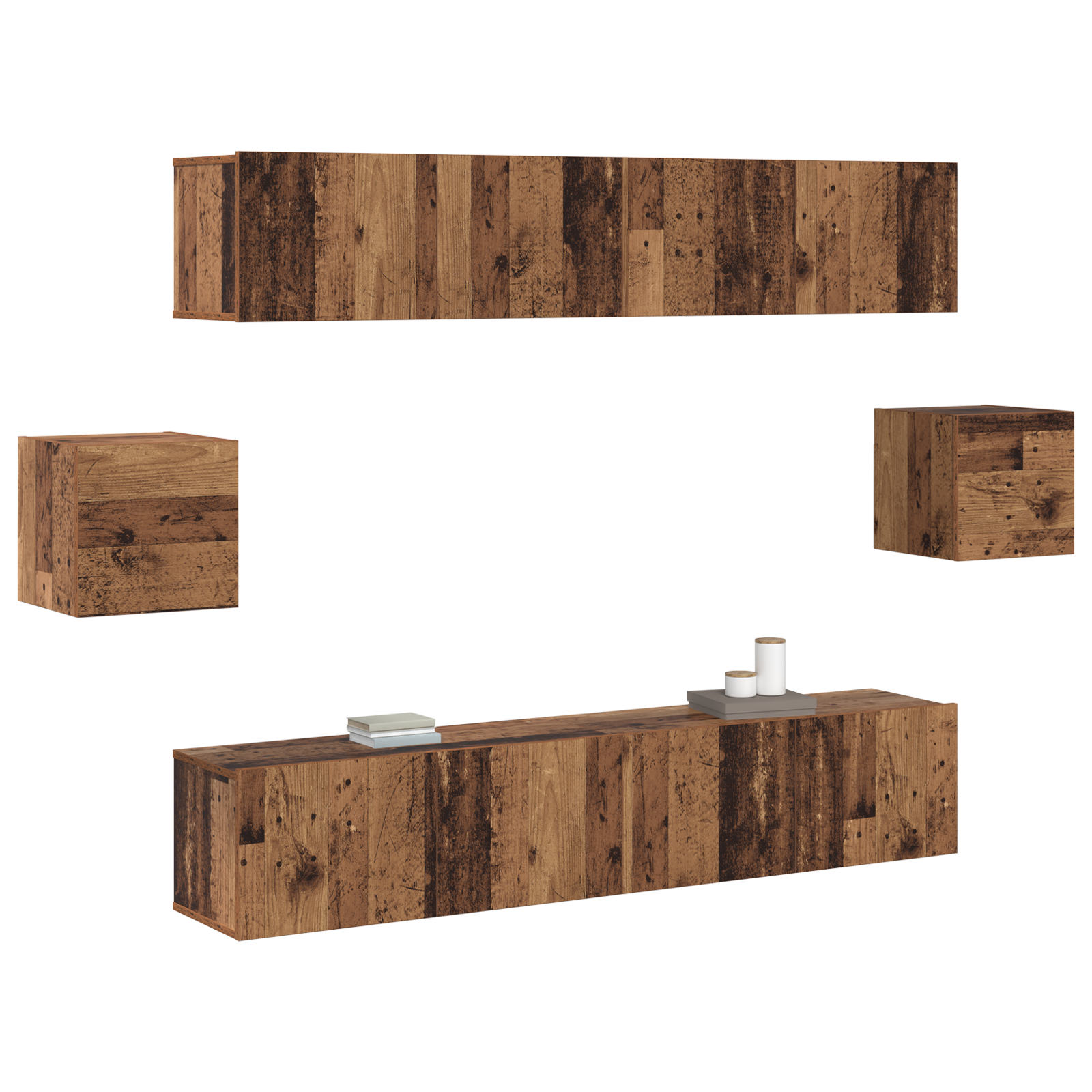 vidaXL Tv-meubelset Wandgemonteerd 6 pcs Oud hout 80 x 30 x 30 cm Hout
