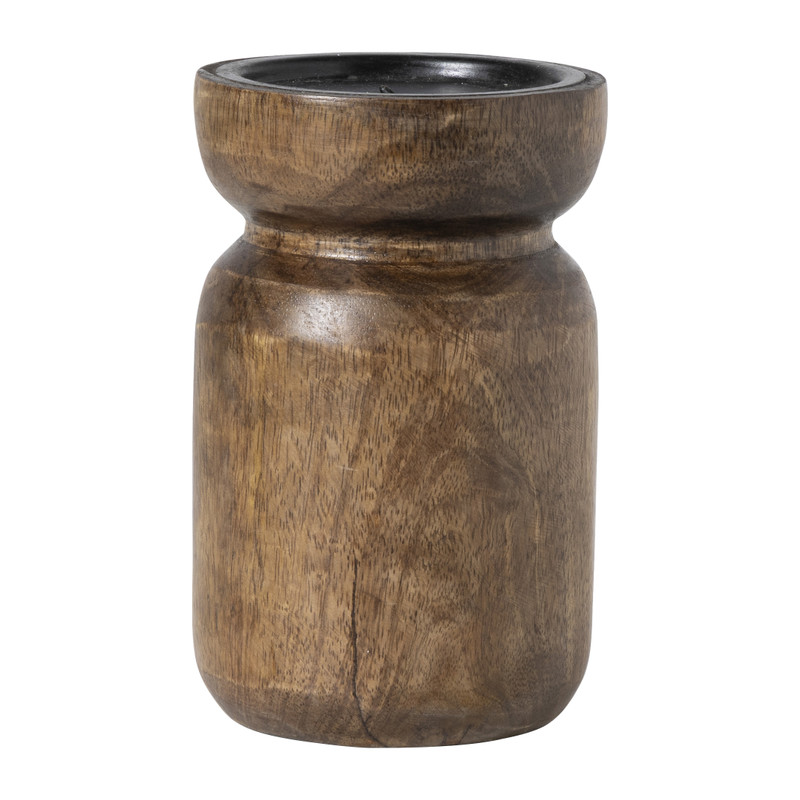 Xenos Kandelaar hout groot - bruin - ø10x16 cm