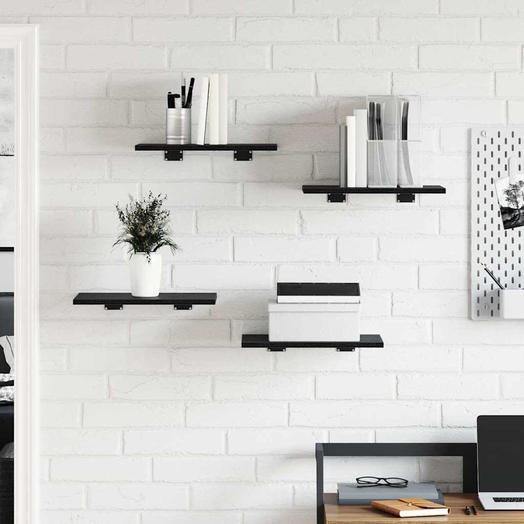 vidaXL Wandplanken, 4 Stuks, Zwart Eiken, 40x30x1,5 cm, Gemaakt van Bewerkt Hout