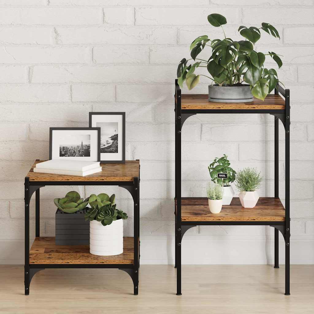 vidaXL Plankplanken - Set van 4 - Oude Hout - 40x40x1,5 cm - Gemaakt van Bewerkt Hout