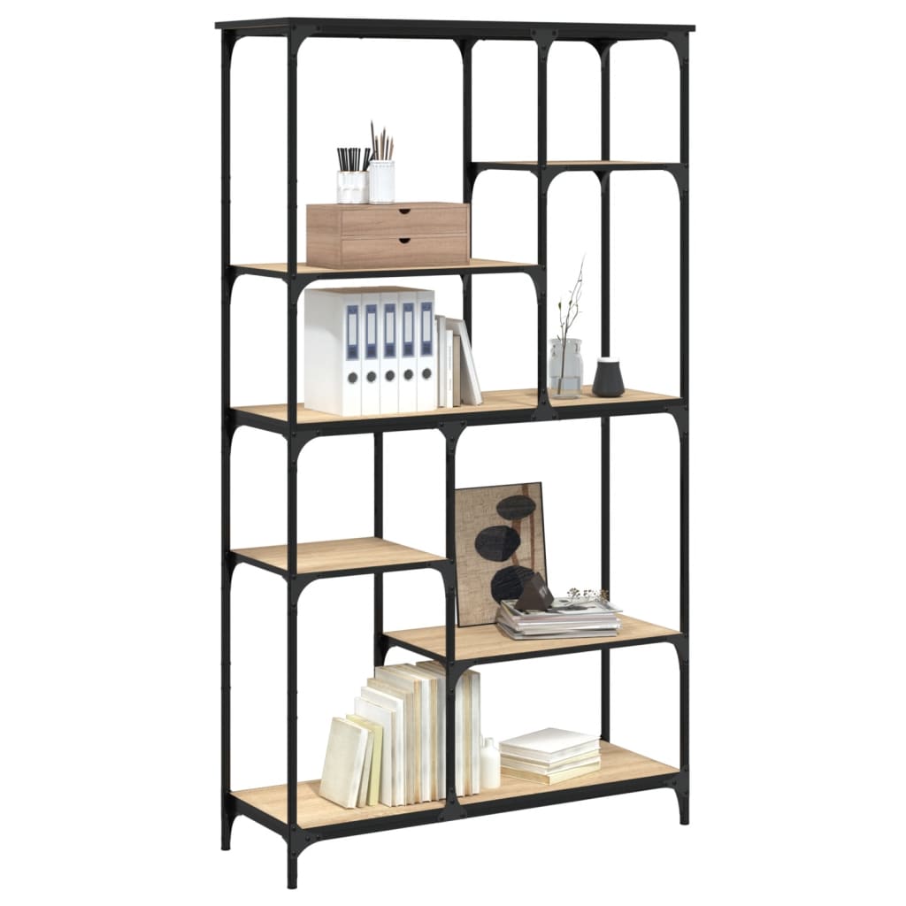 vidaXL Boekenrek 99x35,5x176 cm bewerkt hout en staal sonoma eiken