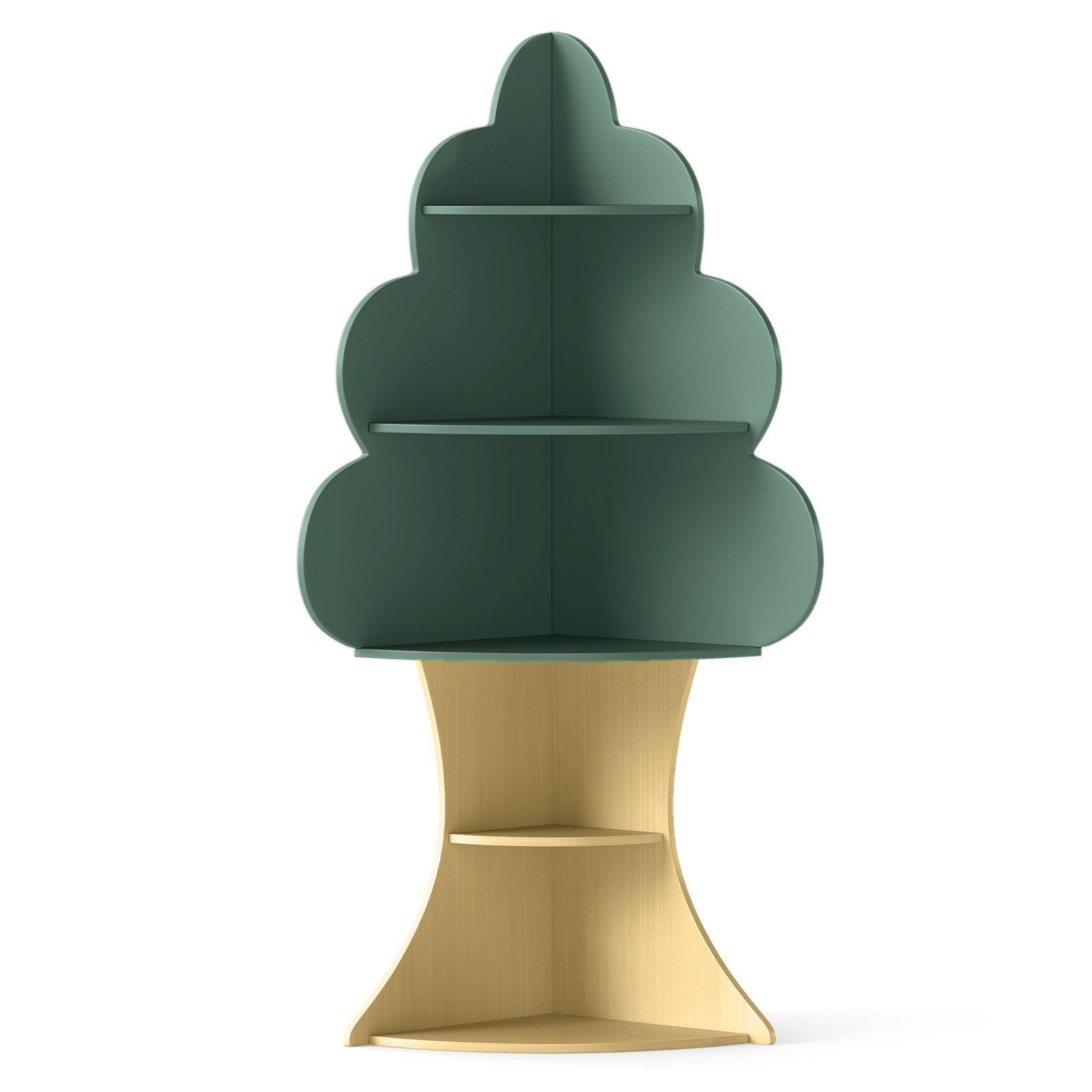 Costway Boom-ontwerp Kinderboekenrek van Hout 5 Niveaus Kinderrek Speelgoedrek Groen