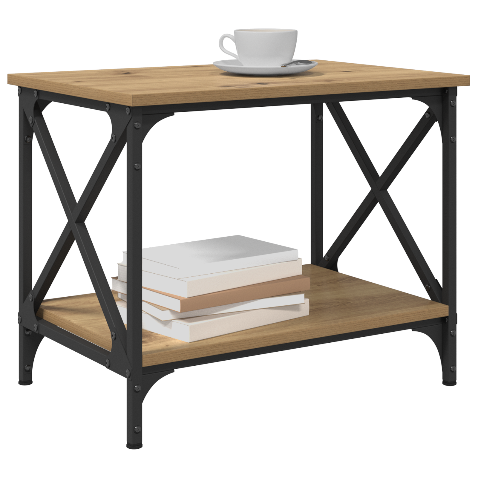 vidaXL Bijzettafel artisanaal eikenkleurig 55 x 38 x 45 cm