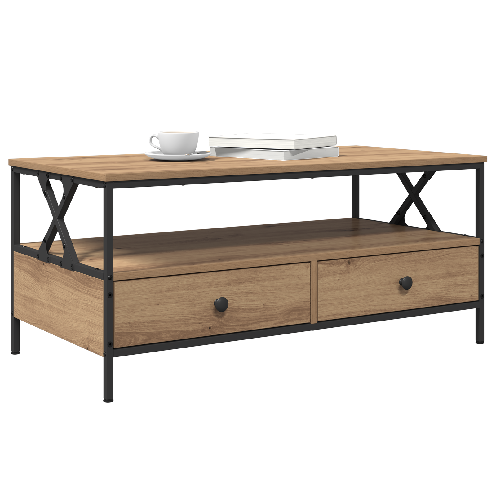 vidaXL Salontafel with Drawer artisanaal eikenkleurig 100 x 51 x 45 cm
