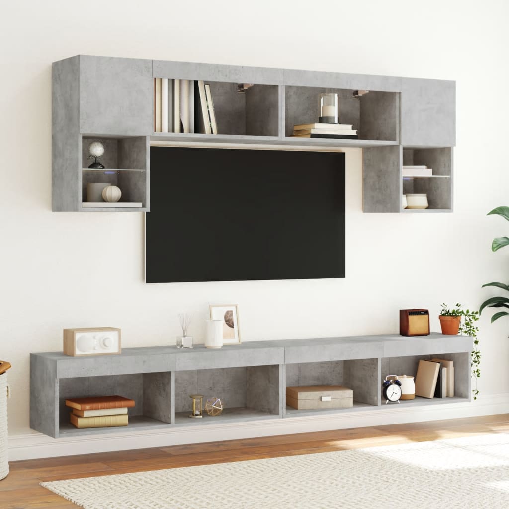 vidaXL Tv-meubels met LED-verlichting 2 st 100x30x30 cm betongrijs