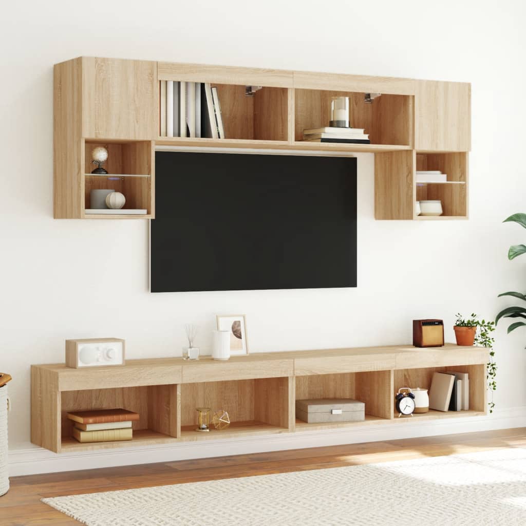 vidaXL Tv-meubels met LED-verlichting 2 st 100x30x30 cm sonoma eiken