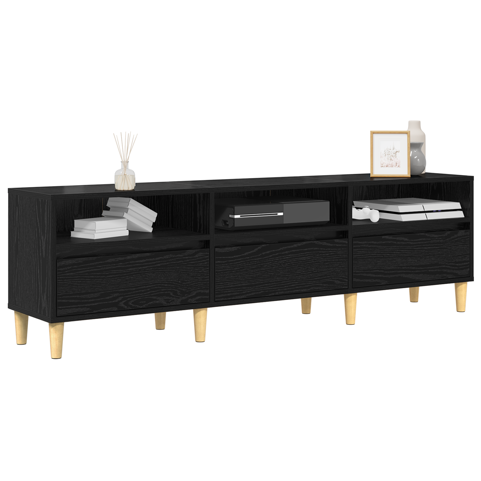 vidaXL TV-kast met lade Zwart eiken 150 x 30 x 45 cm Bewerkt hout