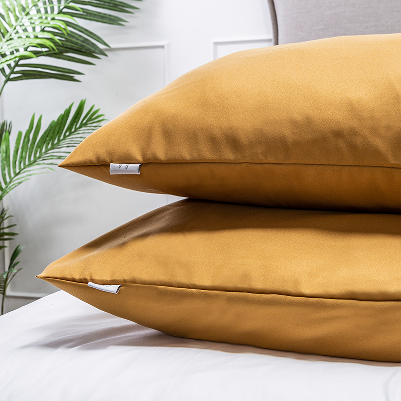 Luna Bedding 2 Pack Kussensloop Luna Uni Okergeel Effen Default  - 