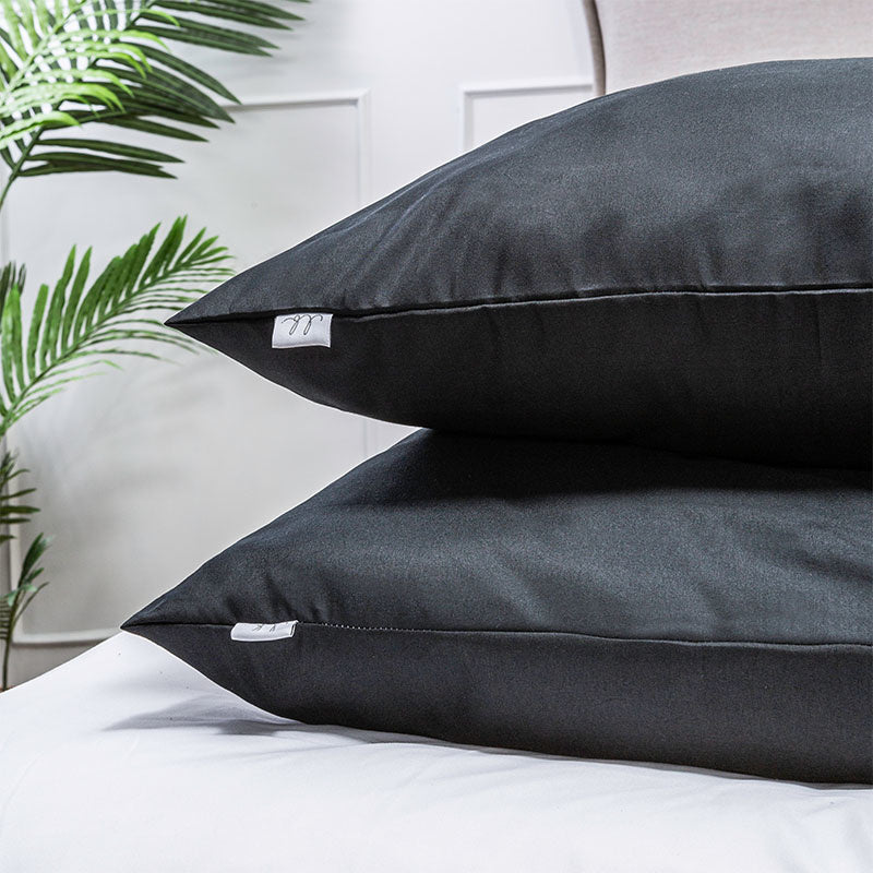 Luna Bedding Kussenslopen Luna Uni: 2 PACK Effen Zwart  - 