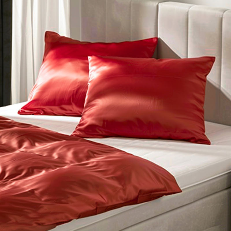 Fresh and Co 2 PACK: Kussenslopen Silk Satin Rood Effen Default  - 