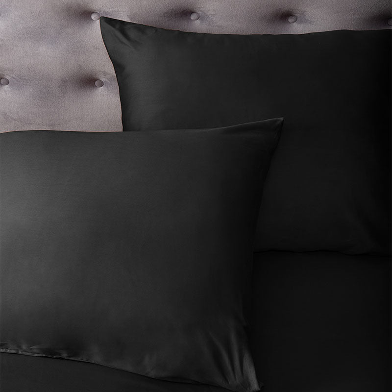 Dekbed Discounter Kussenslopen Satijn: 2 PACK Zwart  - 