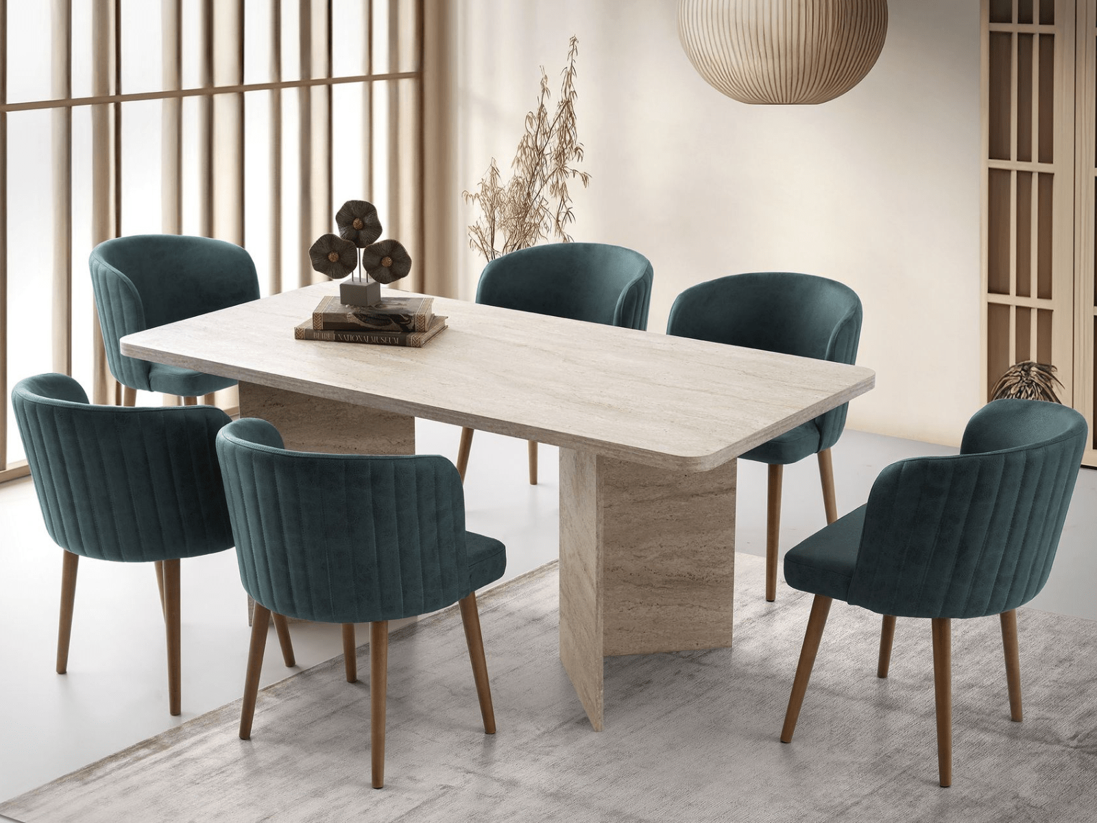 Mobistoxx Rechthoekige eettafel LOFI 180 cm travertijn