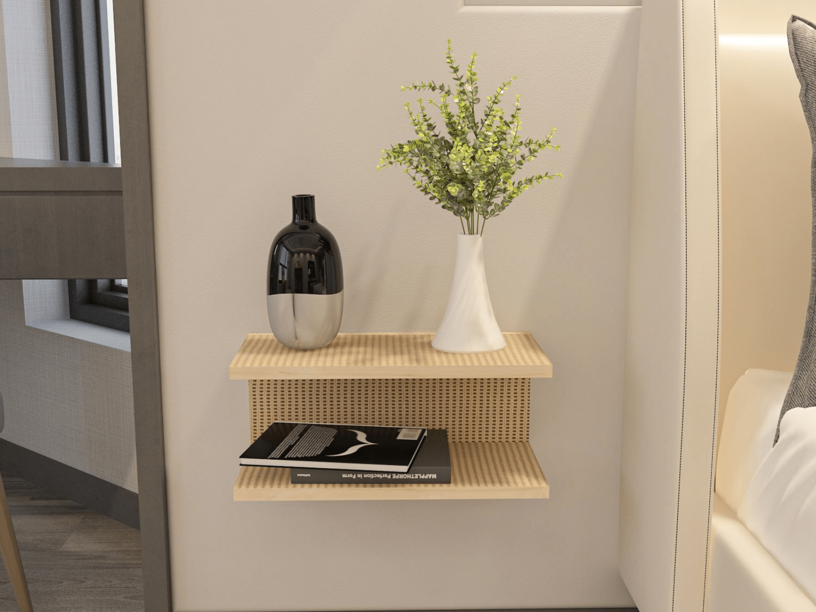 Mobistoxx Zwevend nachtkastje RAMEN 45 cm rotan look