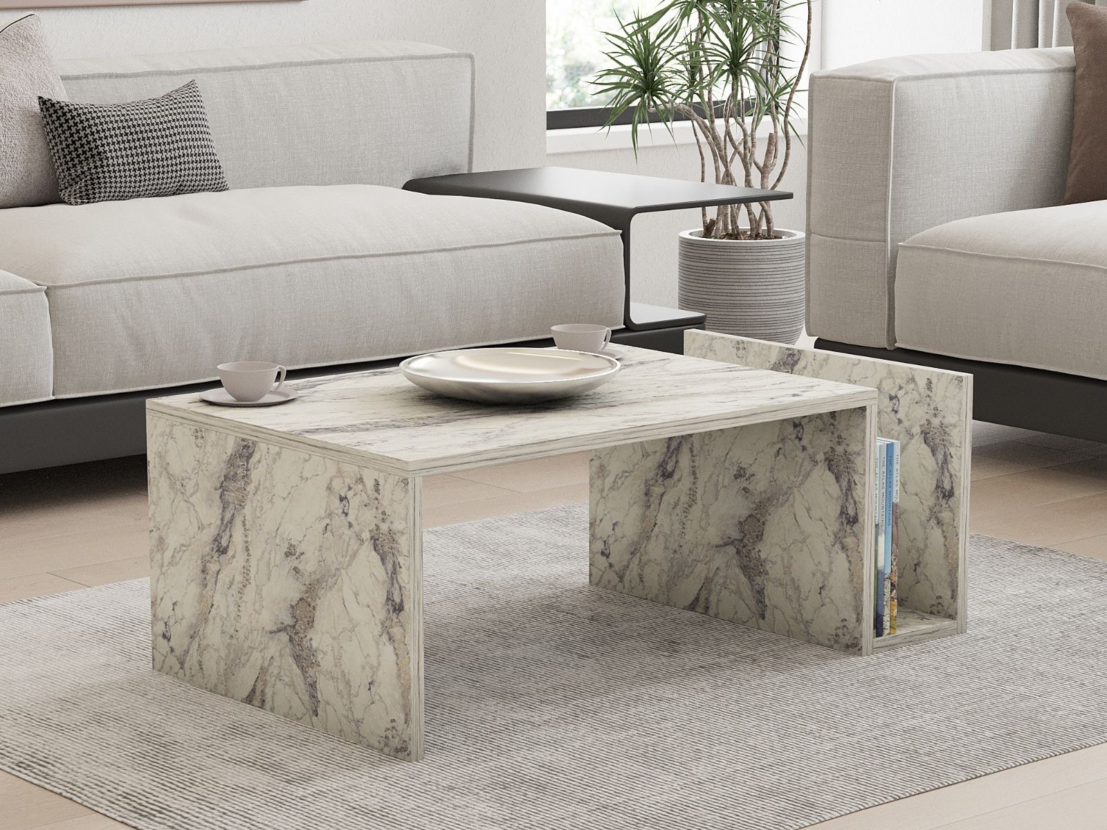Mobistoxx Salontafel MEMORY 87 cm wit marmer