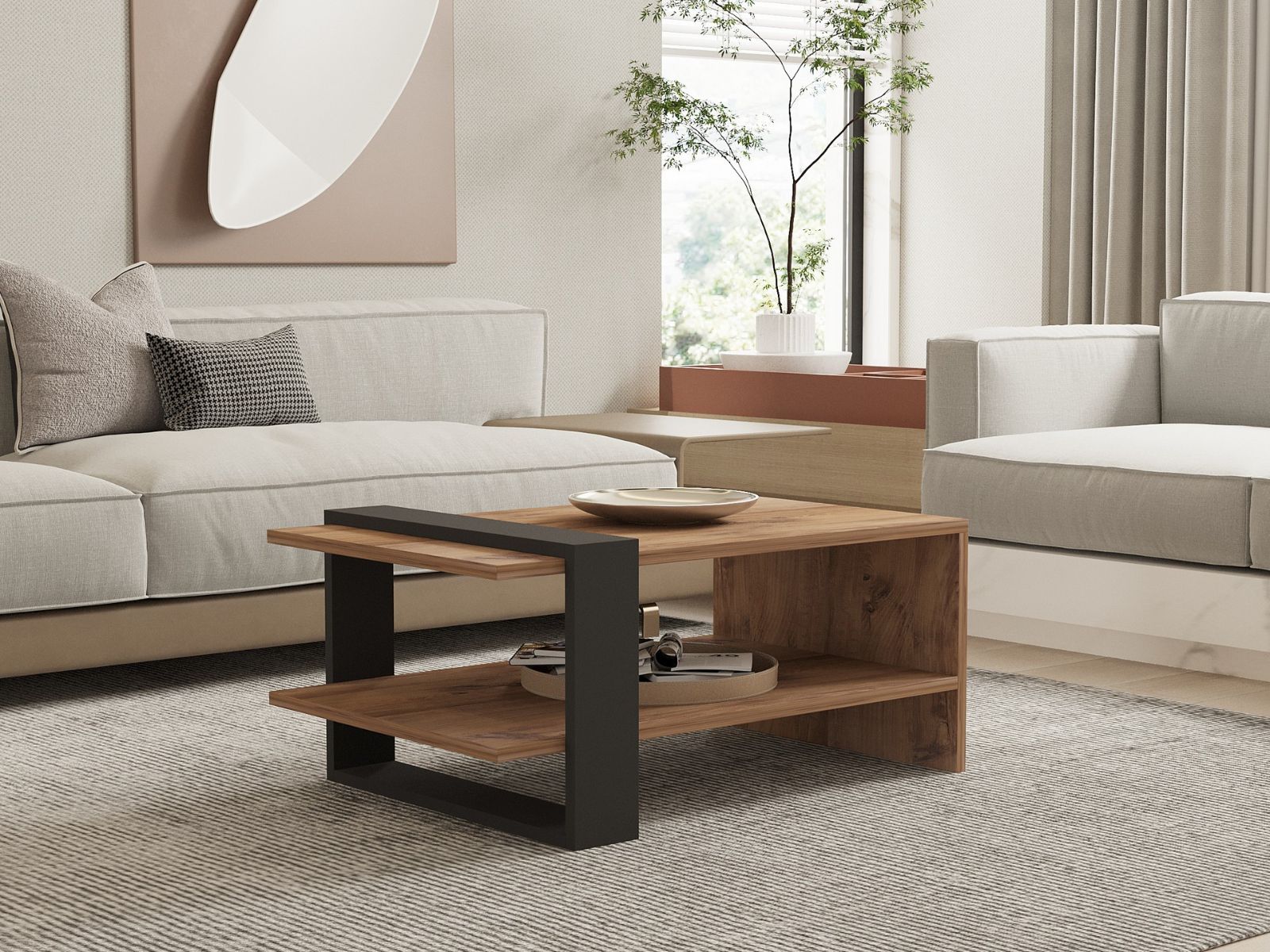 Mobistoxx Salontafel GAYA 80 cm eik/antraciet