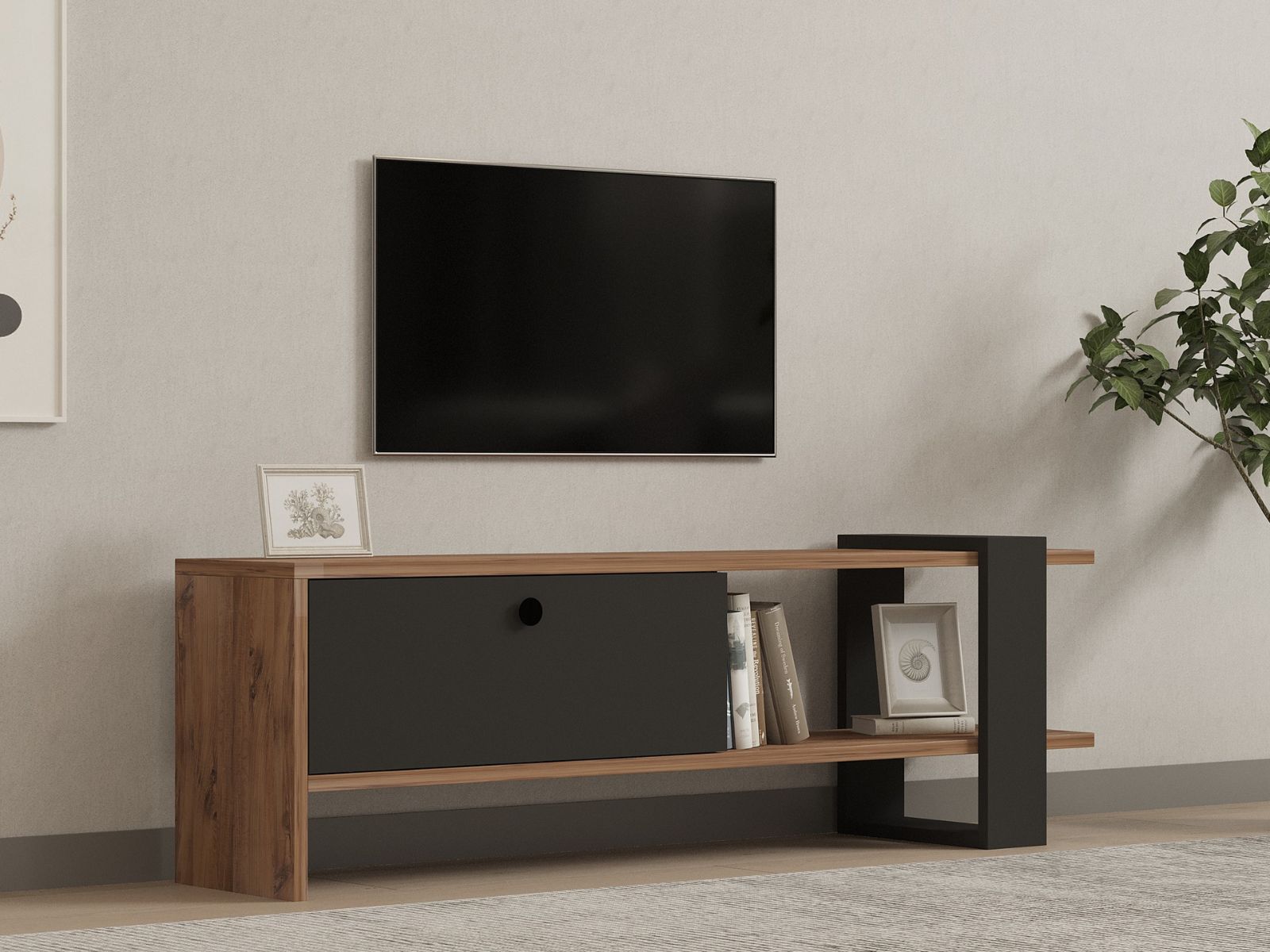 Mobistoxx Tv-meubel GAYA 1 deur eik/antraciet