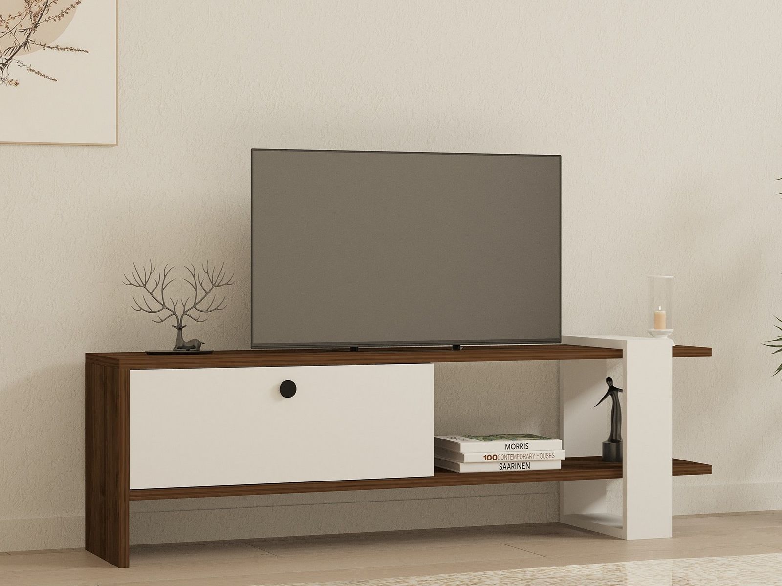 Mobistoxx Tv-meubel GAYA 1 deur walnoot/wit
