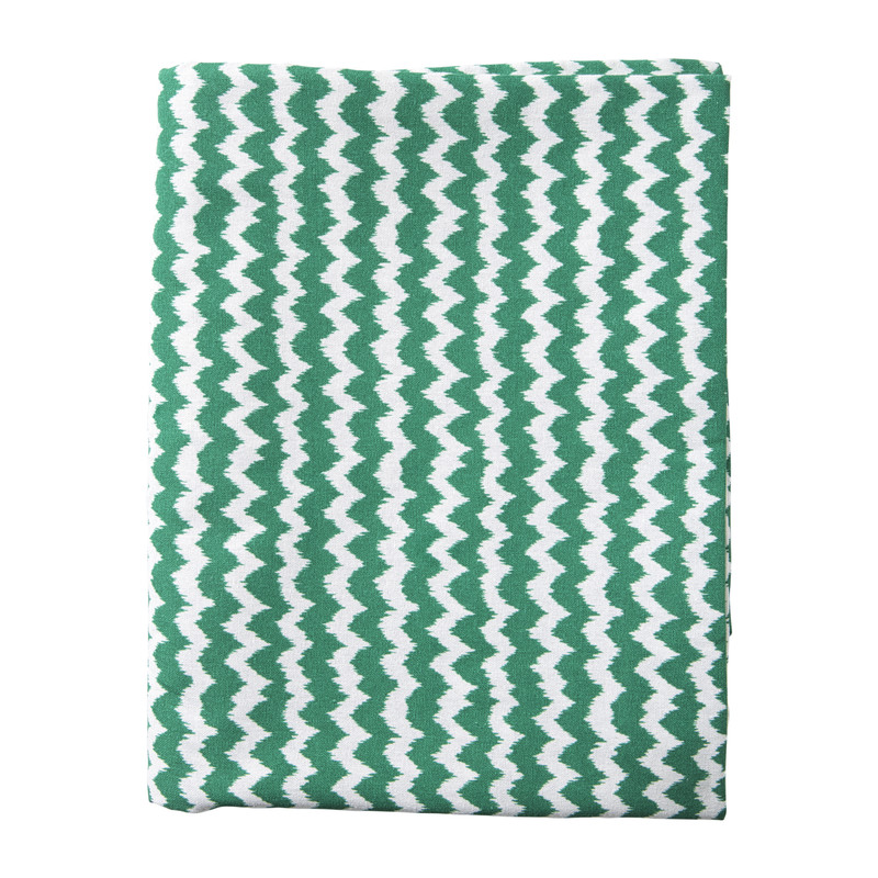 Xenos Tafelkleed zigzag - groen/wit - 140x240 cm