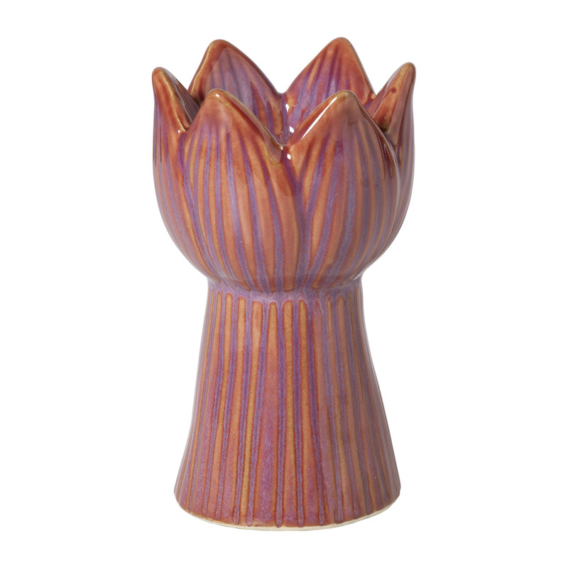 Xenos Waxinelichthouder tulp groot - roze - ø8x13.5 cm