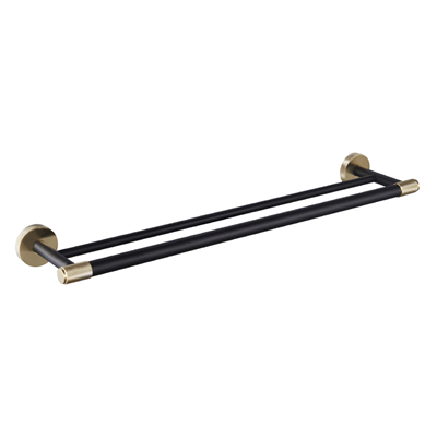 Eastbrook Catania messing handdoekbeugel dubbel zwart mat en messing geborsteld