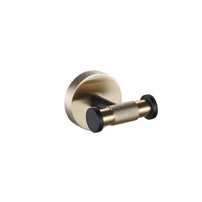 Eastbrook Catania messing handdoekhaak dubbel zwart mat en messing geborsteld