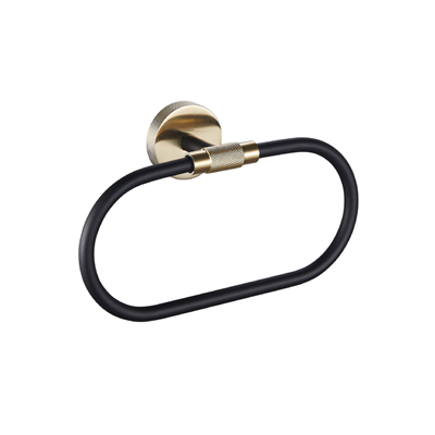 Eastbrook Catania messing handdoekring zwart mat en messing geborsteld