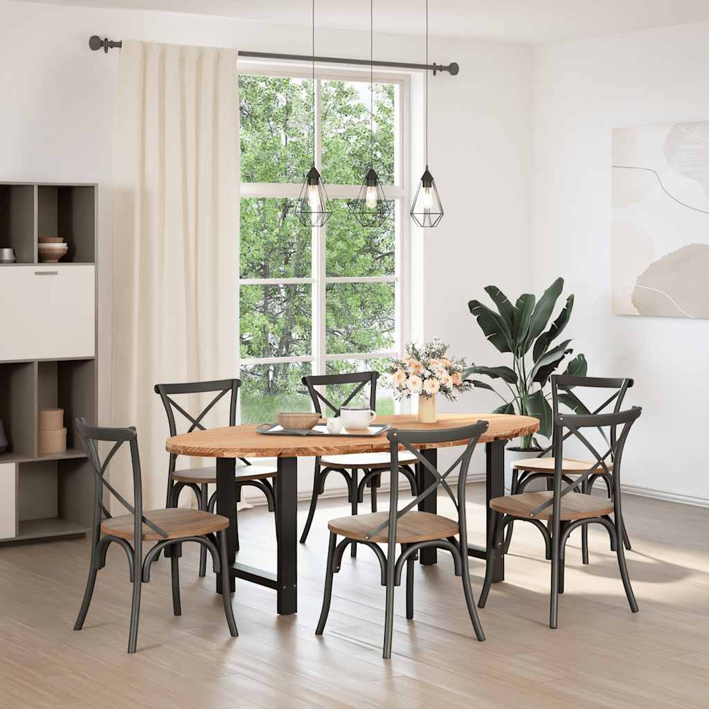 vidaXL Eettafel 200x100x74 cm ovaal massief eikenhout lichtbruin