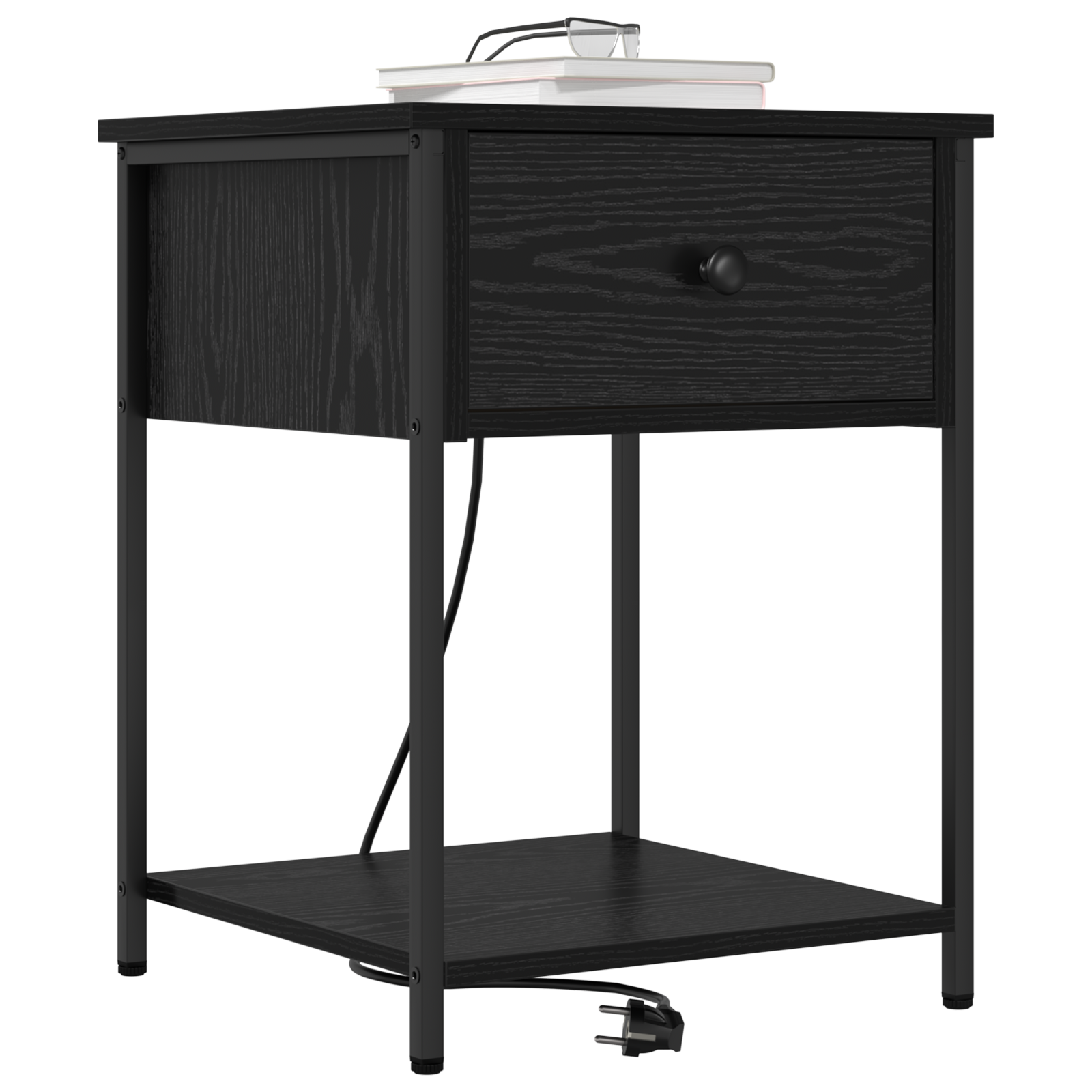 vidaXL Nachtkastje 2 pcs Zwart eiken 42 x 41 x 56 cm Bewerkt hout