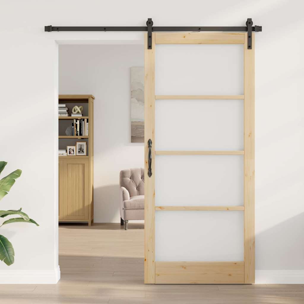 vidaXL Schuifdeur Bruin 93 x 211 cm Massief grenenhout