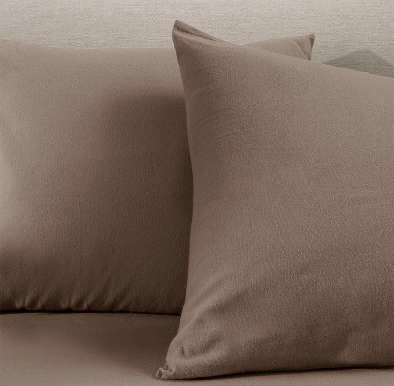 Fresh and Co 2 PACK Kussensloop Flanel Effen Taupe  - 