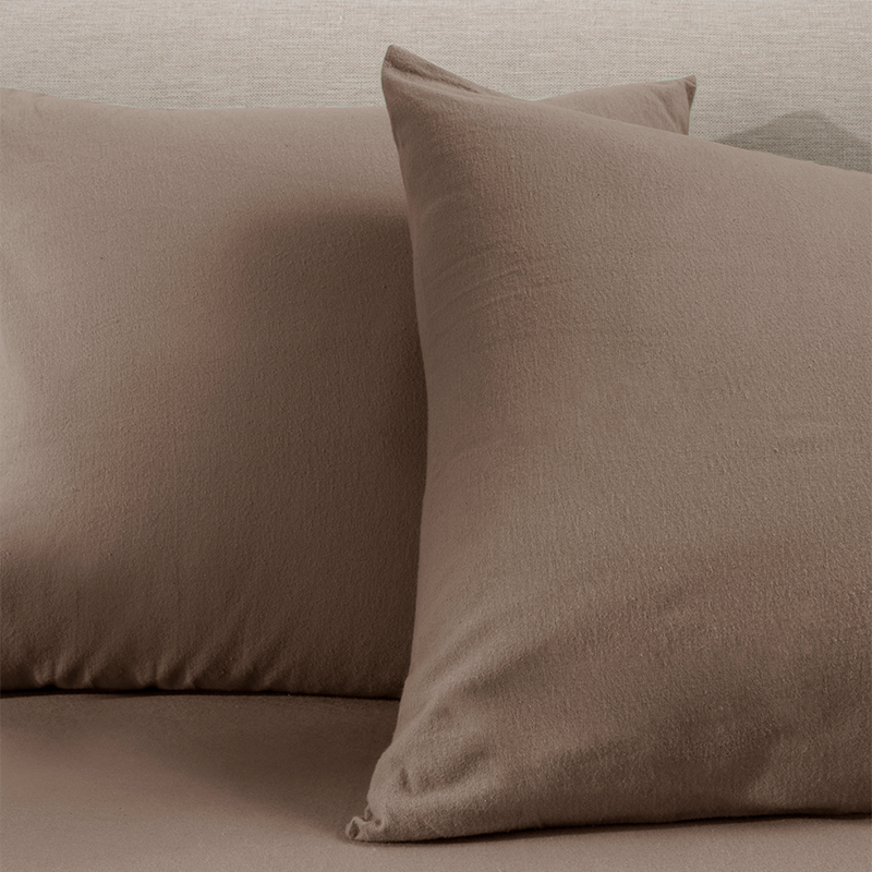 Fresh and Co 2 PACK Kussensloop Flanel Taupe Effen Default  - 