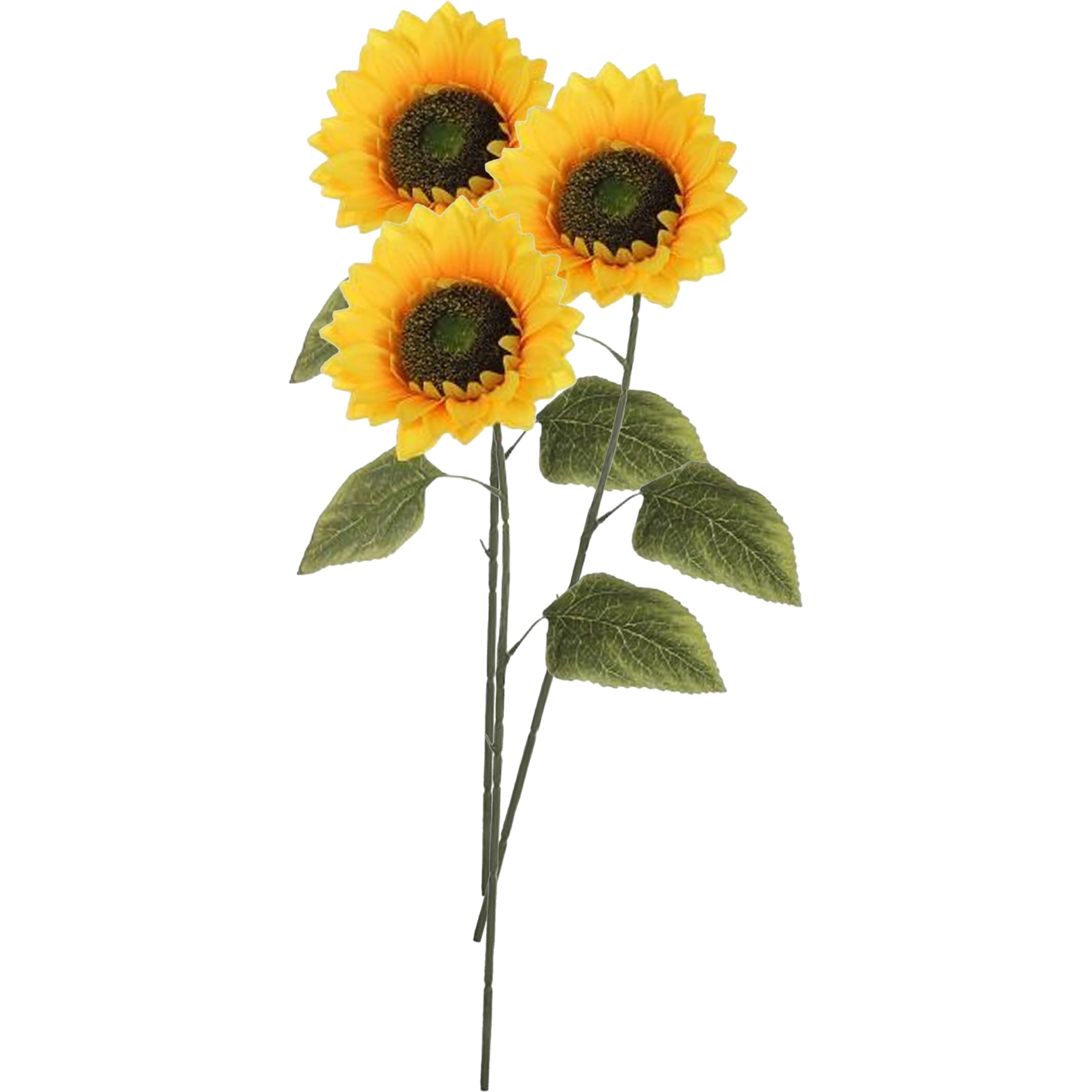 Mica Decorations Kunstbloem Zonnebloem tak - 3x - 72 cm - geel - kunst zijdebloem - decoratie -
