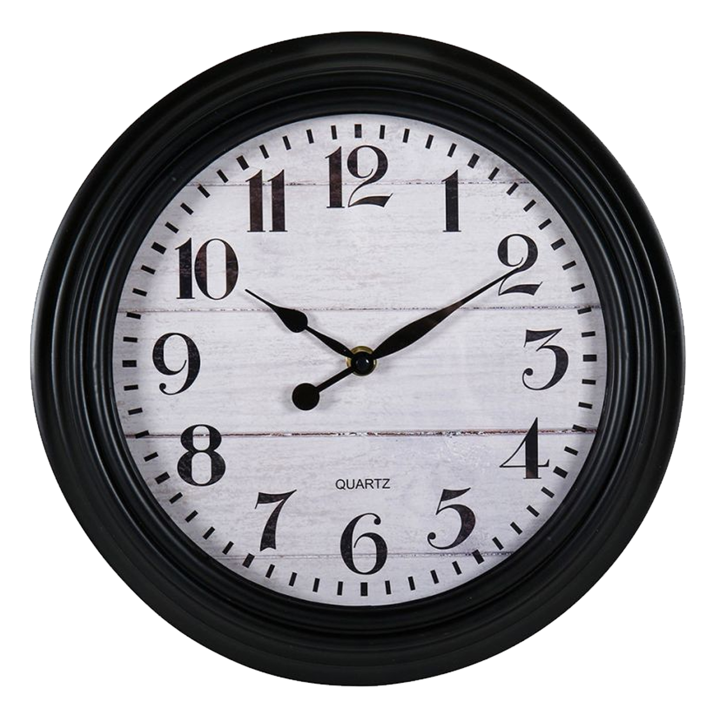 OSTARIA Wandklok/muur klok - houtlook - D30 cm - kunststof - zwart -