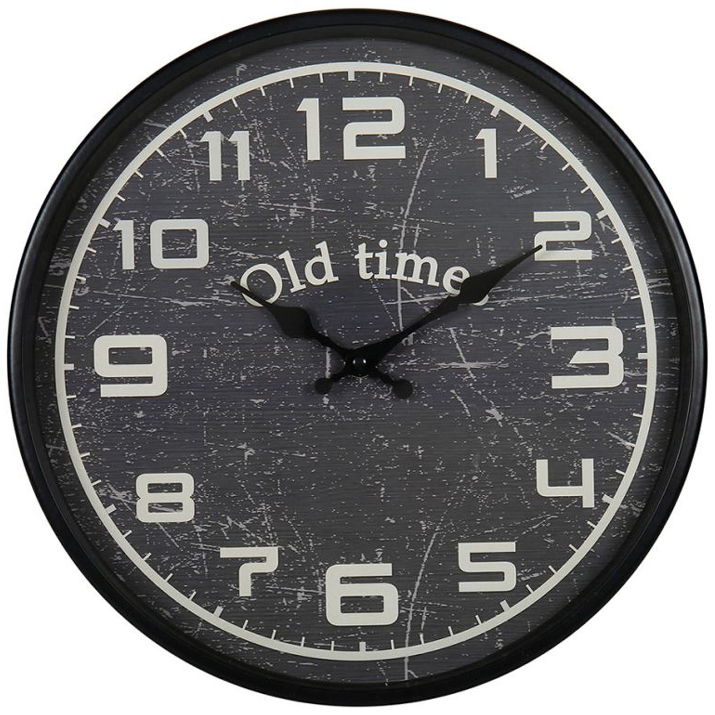 OSTARIA Wandklok/muur klok - Old Times - Dia 30 cm - metaal - zwart -