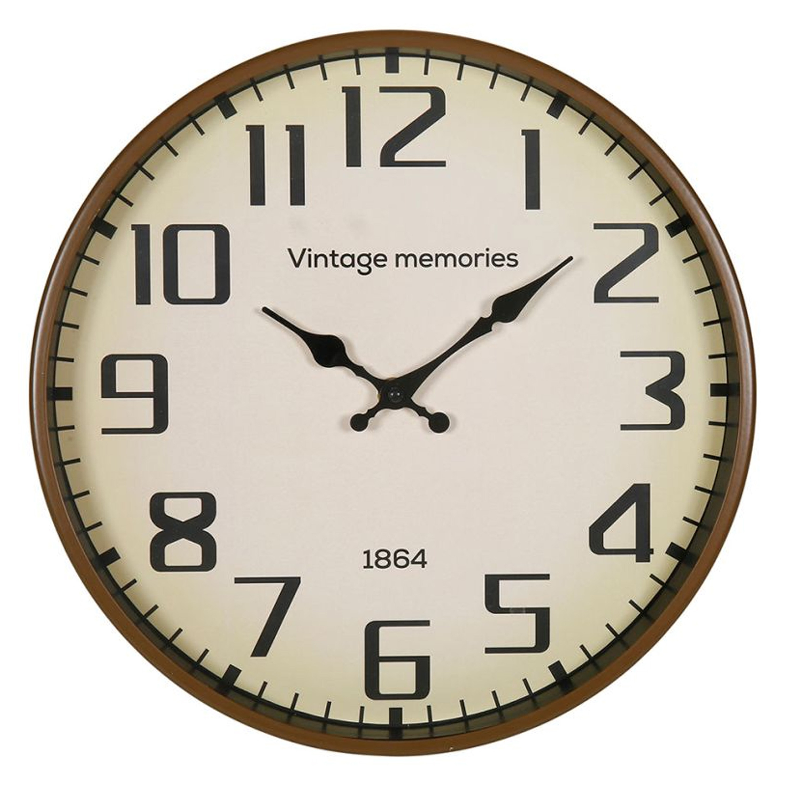 OSTARIA Wandklok/muur klok - Vintage - Dia 30 cm - metaal - bruin -