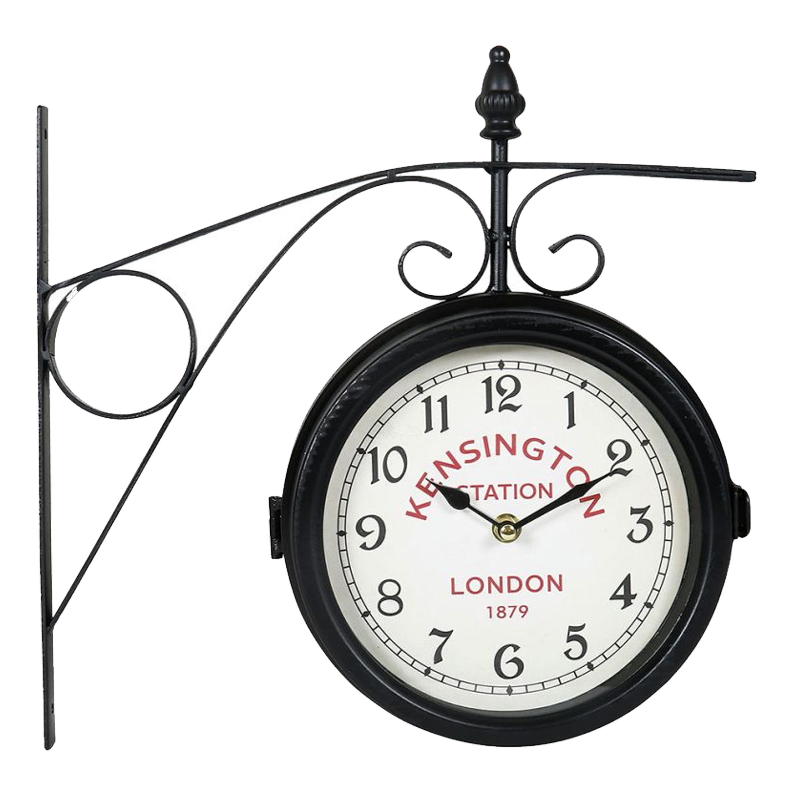 OSTARIA Wandklok/muur klok - D21 cm - Station klok - metaal - zwart -