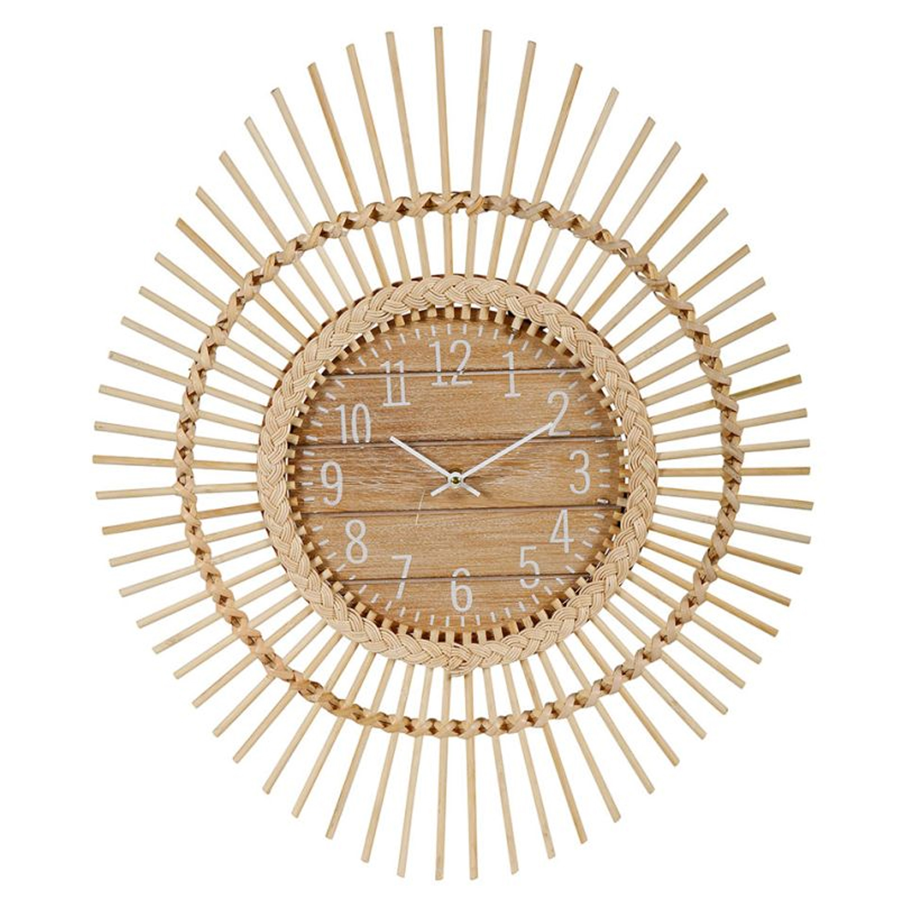 OSTARIA Wandklok/muur klok - Ibiza stijl - D60 cm - rotan - naturel -