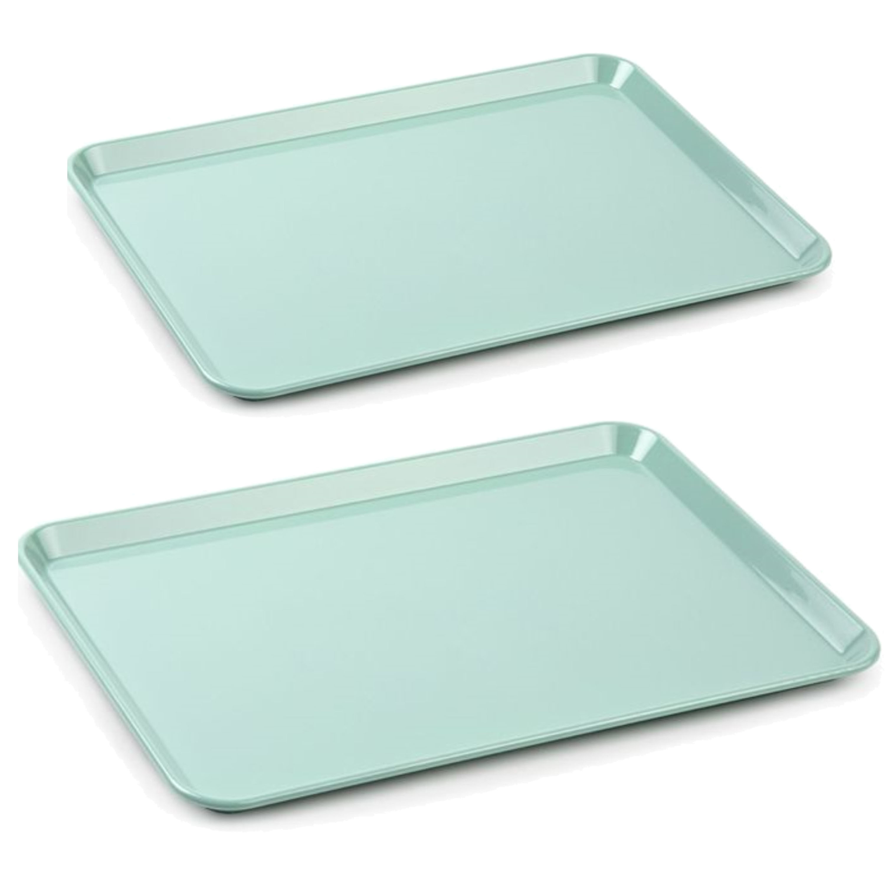 Forte Plastics Dienbladen/serveerbladen voordeelset van 2 formaten in mintgroen kunststof -
