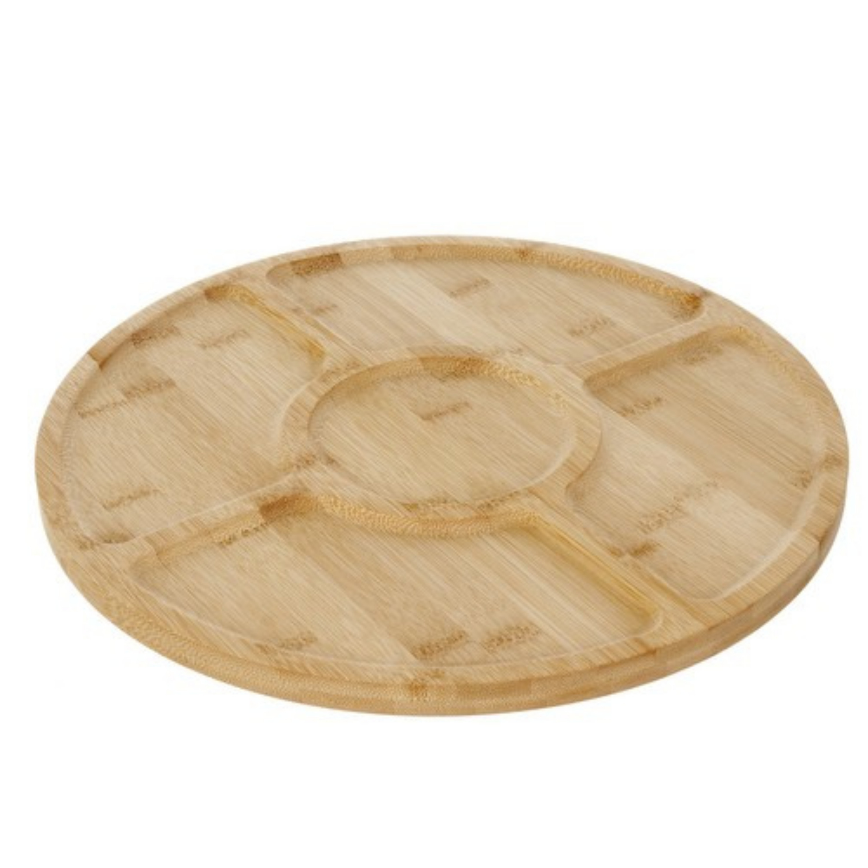 Ruhhy draaibaar serveer plateau - borrelplank - bamboe hout - D33 cm - lichtbruin -