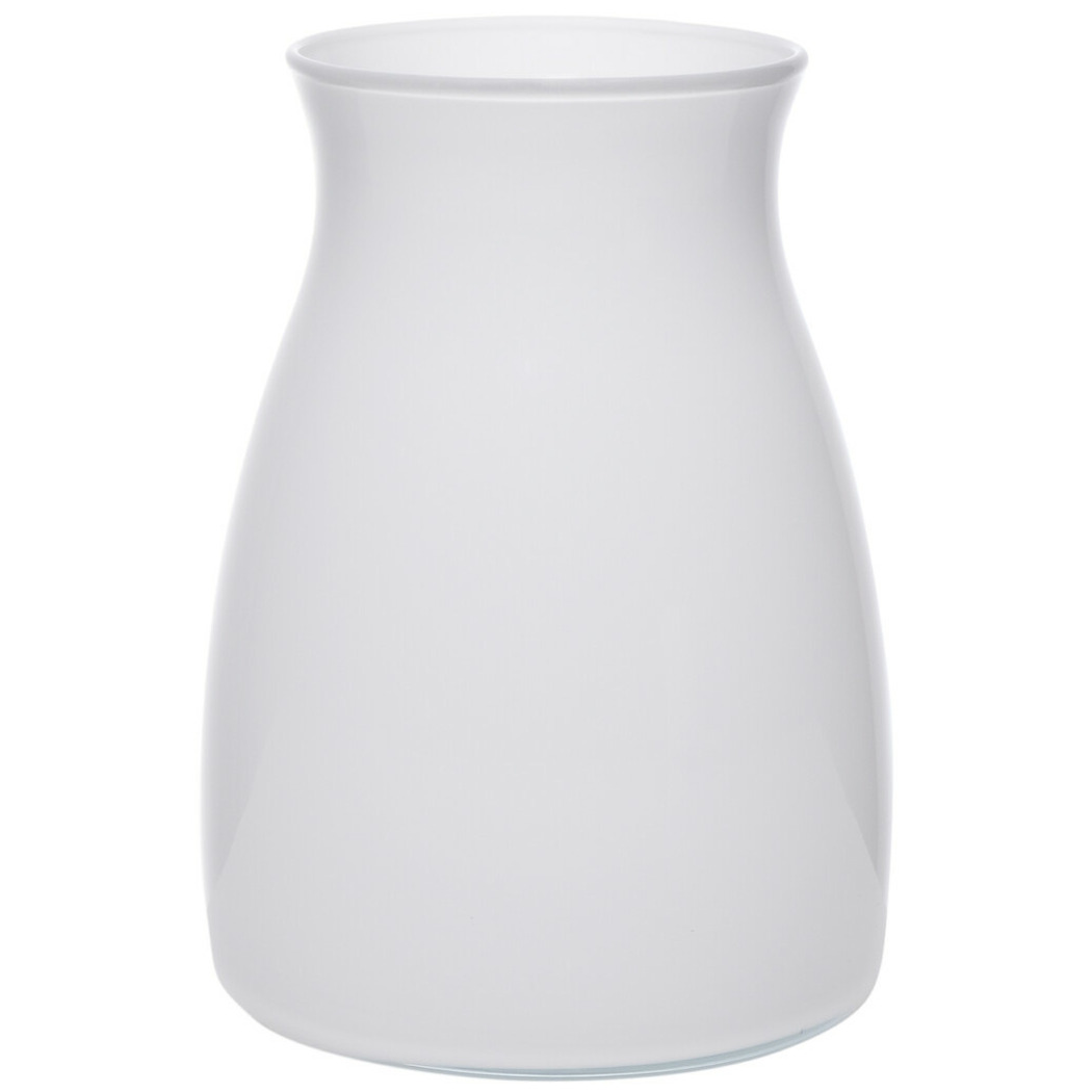 Merkloos Bloemenvaas Julia - wit glans - glas - D10 x H20 cm -