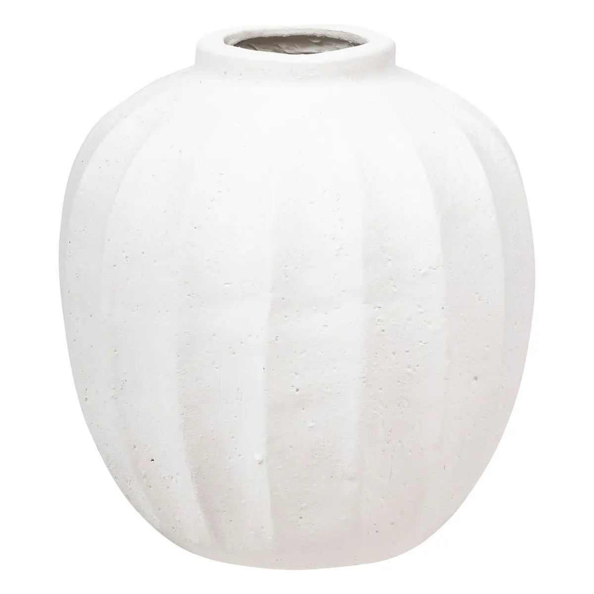 Atmosphera Bloemenvaas Amia - creme wit - kunststeen - D25 x H28 cm - ronde bol vormige vaas -