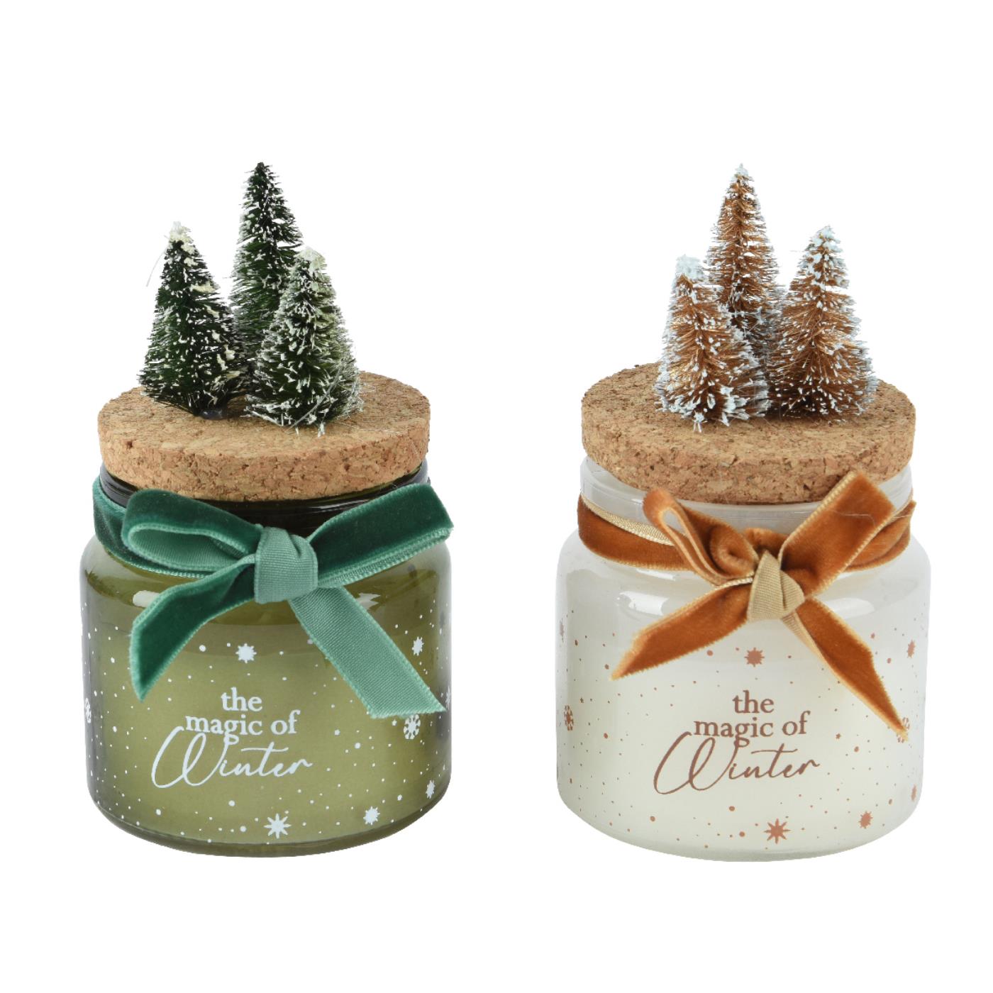 Decoris Kaars met kerstdecoratie Ø6,2xH6cm