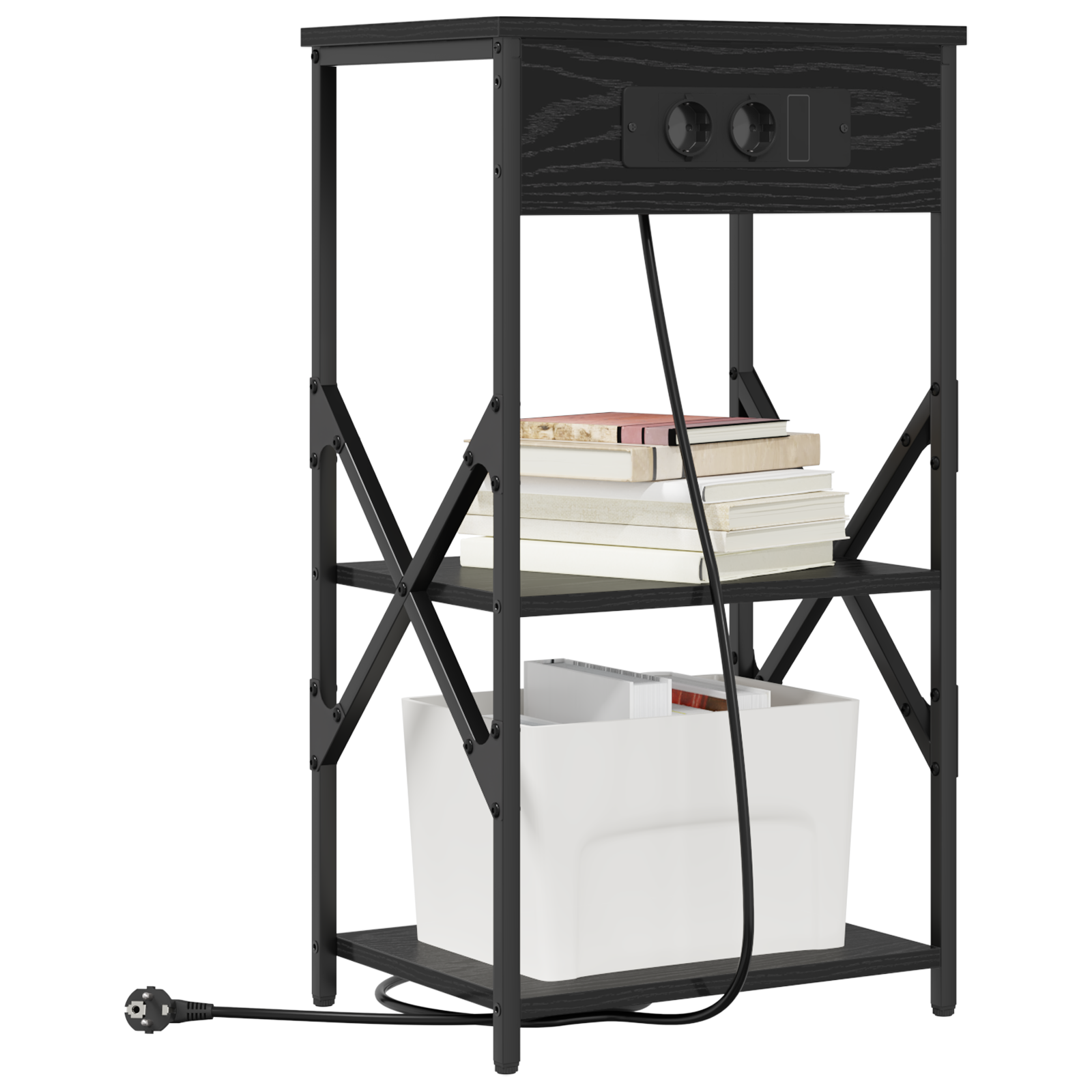 vidaXL Bedside kasten 2 pcs Zwart eiken 41 x 31 x 76 cm Bewerkt hout