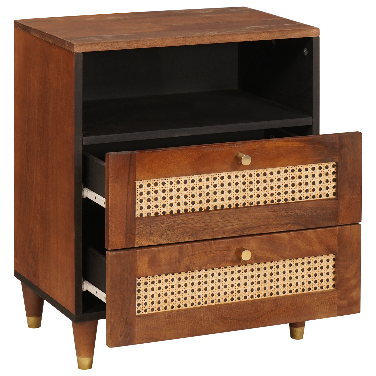 vidaXL Nachtkastjes Bruin 50 x 33 x 60 cm Bamboe en massief mango hout