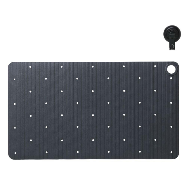 Sealskin Ribb Badmat - 40x70cm - Antislip - inclusief - zwarte haak - Antraciet 800624