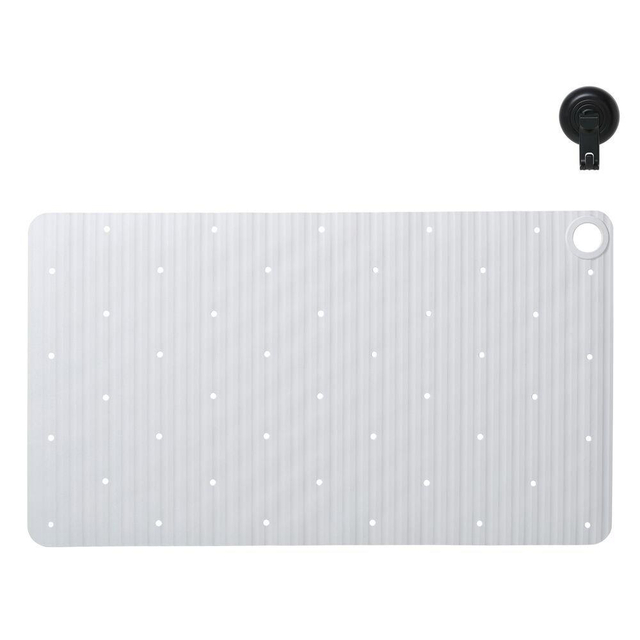 Sealskin Ribb Badmat - 40x70cm - Antislip - inclusief - zwarte haak - Wit 800623
