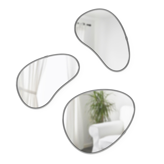 Umbra Hubba spiegel 30x25x1cm en 28x14x1cm set van 3 chroom 1018566-378