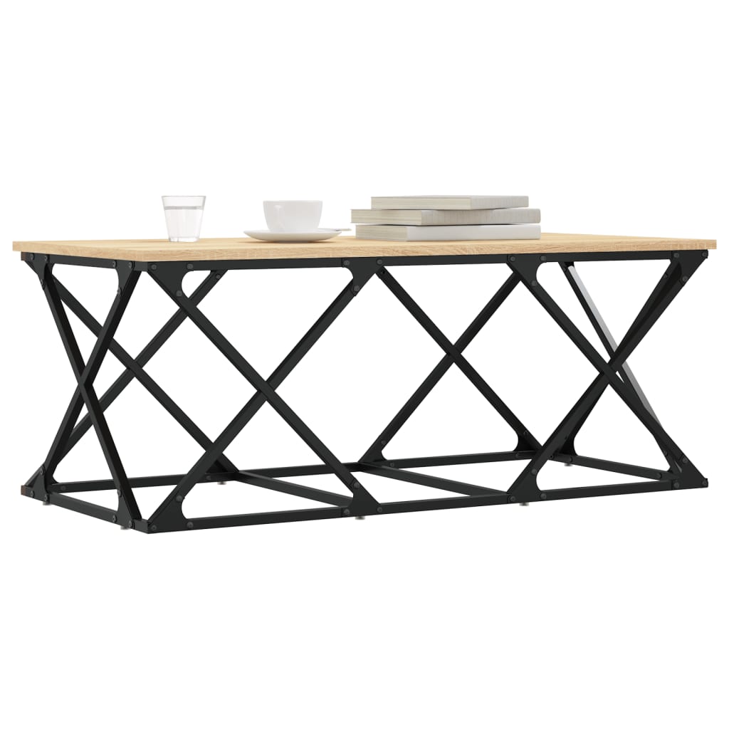 vidaXL Salontafel 100x49x40 cm bewerkt hout sonoma eikenkleurig